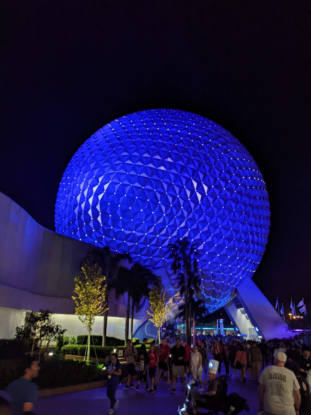 Spaceship Earth at night, Epcot